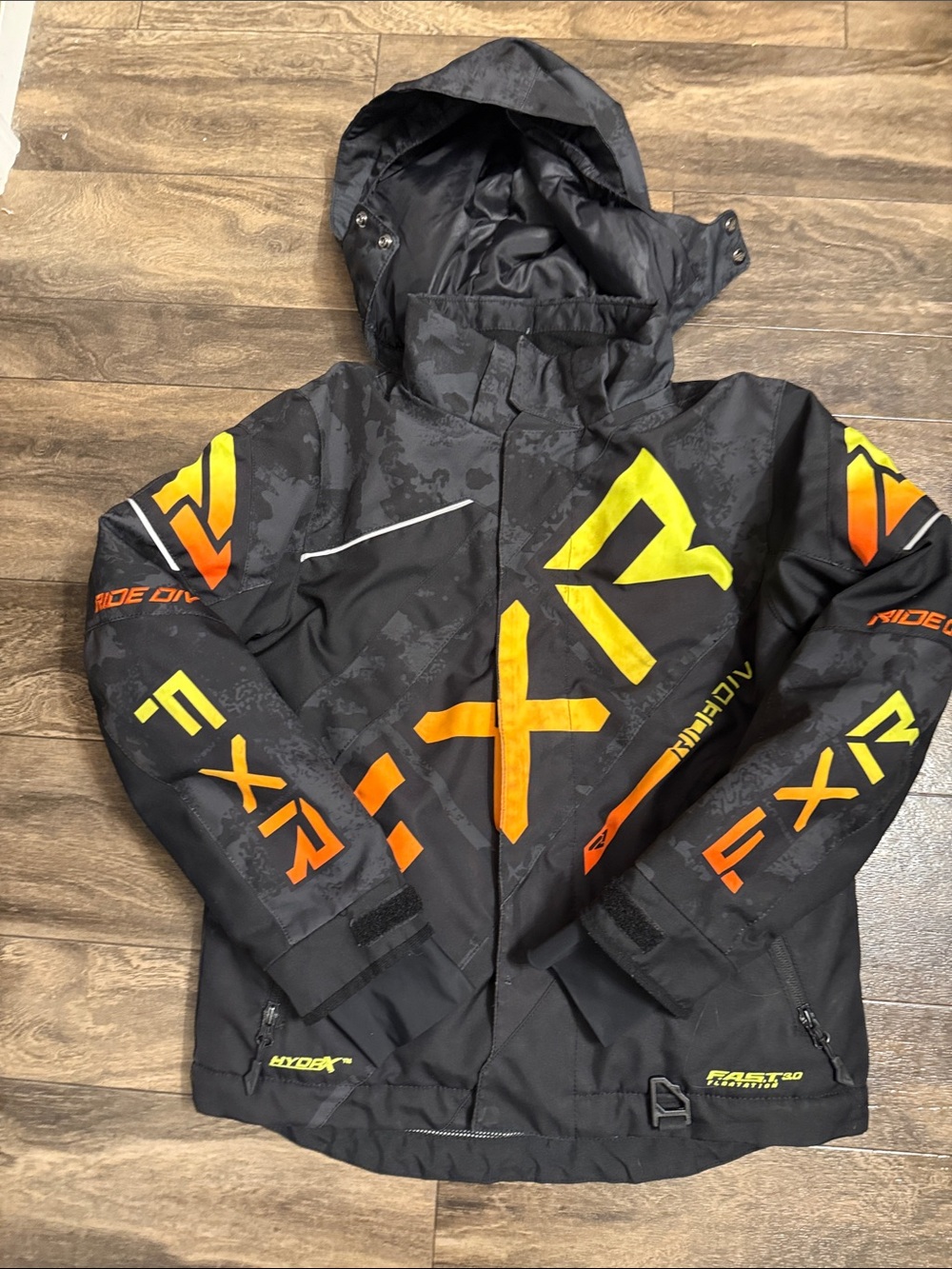 FXR Kids' Black Jacket with Yellow & Orange Accents